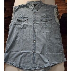 Milwaukee Leather 5XL Denim‎ Vest Fringe Sleeveless Shirt Men's